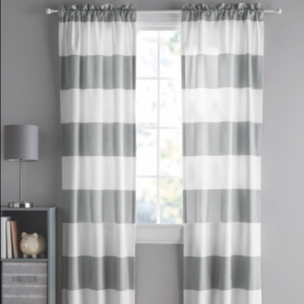 Your Zone gray and white striped curtains